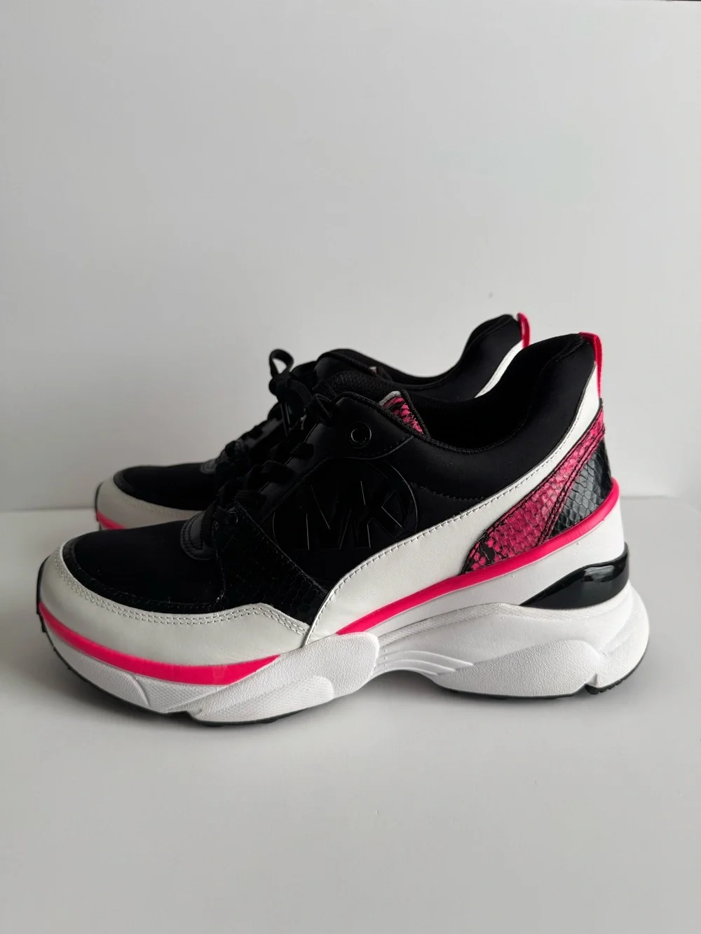 Michael Kors Women’s Black & Hot Pink Mickey Trainer Sneaker